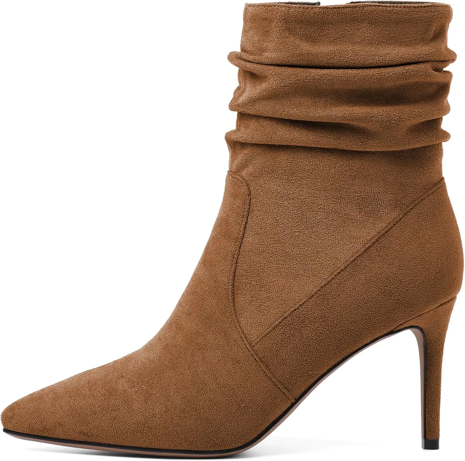 Stiletto High Heel Boots for Women Slouchy Boots Pointed Toe Boots for Work Formal 3.4 Inch Stylish Trendy Ankle Boots