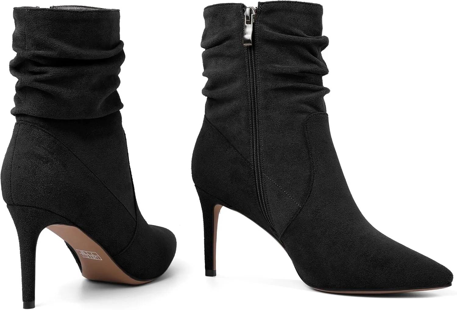 Stiletto High Heel Boots for Women Slouchy Boots Pointed Toe Boots for Work Formal 3.4 Inch Stylish Trendy Ankle Boots
