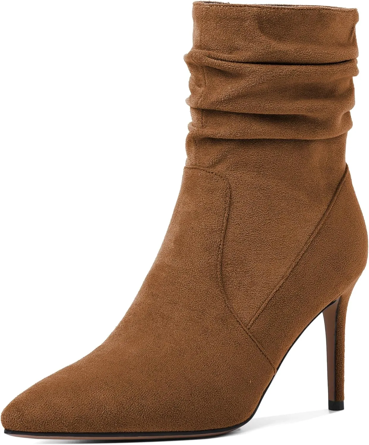 Stiletto High Heel Boots for Women Slouchy Boots Pointed Toe Boots for Work Formal 3.4 Inch Stylish Trendy Ankle Boots