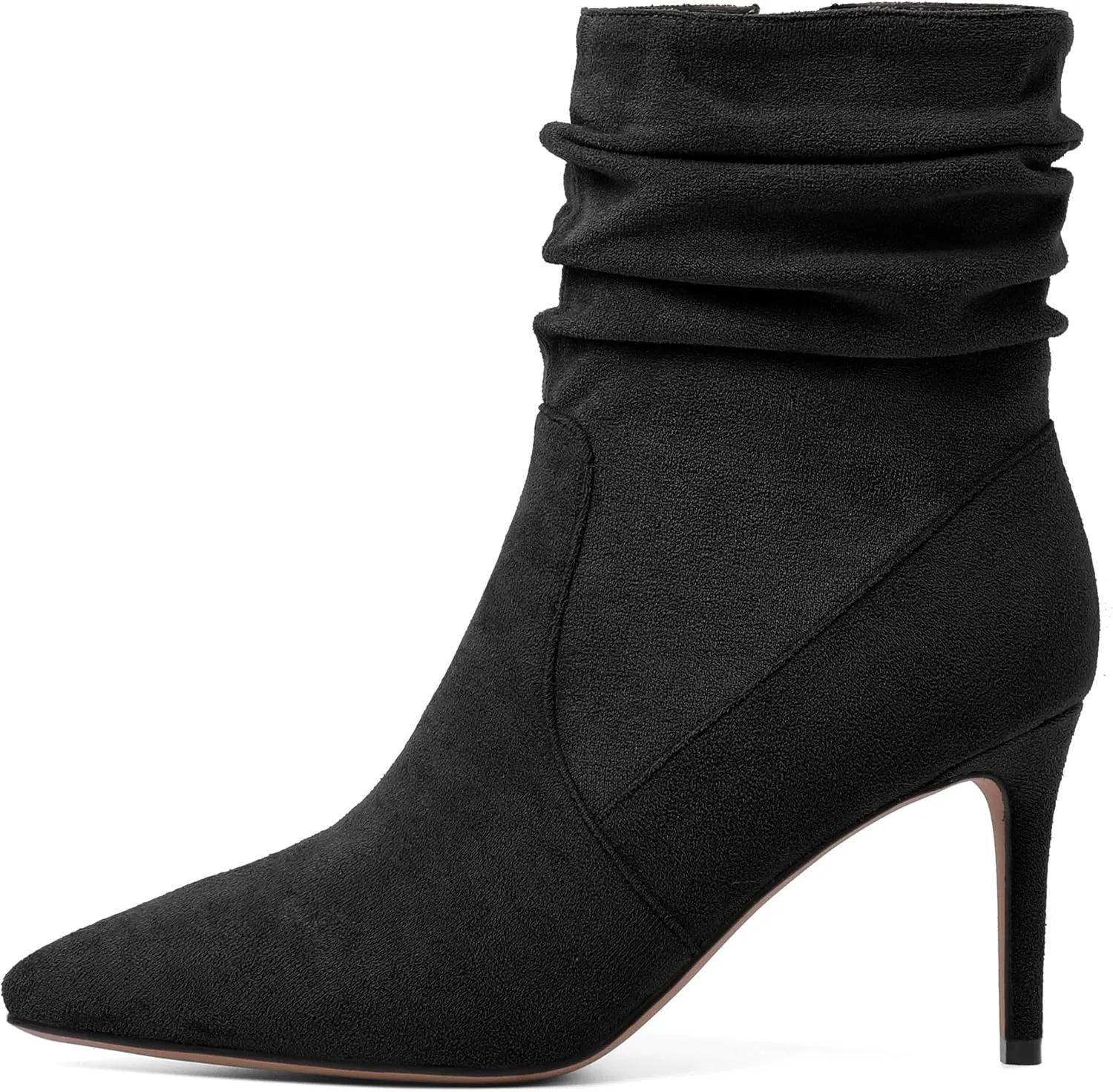 Stiletto High Heel Boots for Women Slouchy Boots Pointed Toe Boots for Work Formal 3.4 Inch Stylish Trendy Ankle Boots