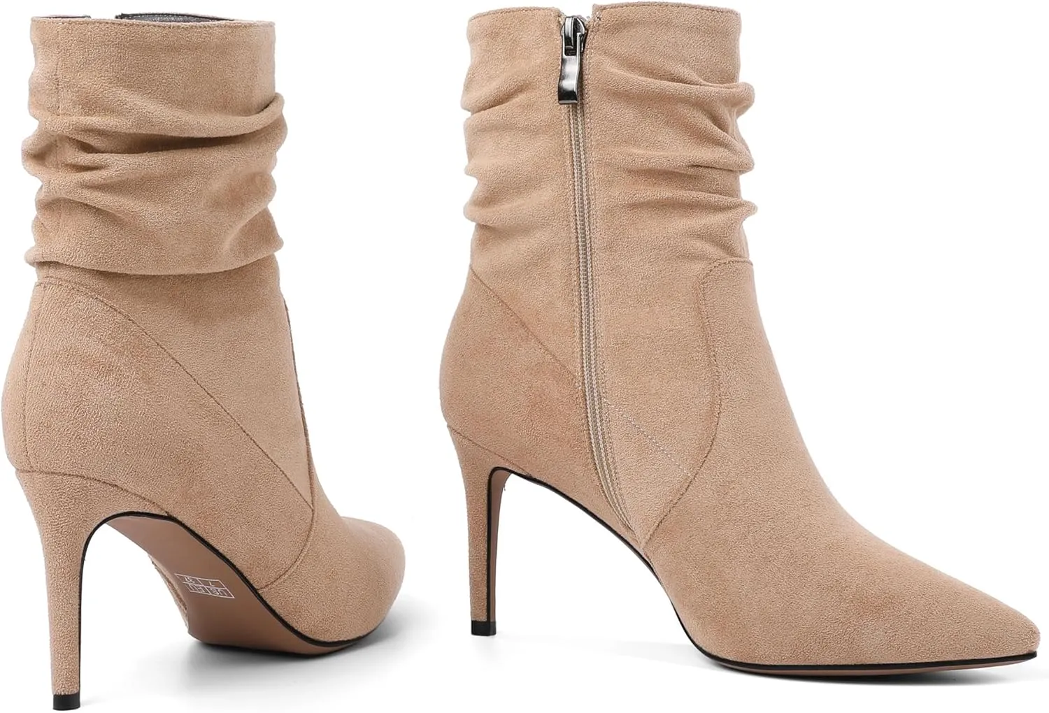 Stiletto High Heel Boots for Women Slouchy Boots Pointed Toe Boots for Work Formal 3.4 Inch Stylish Trendy Ankle Boots