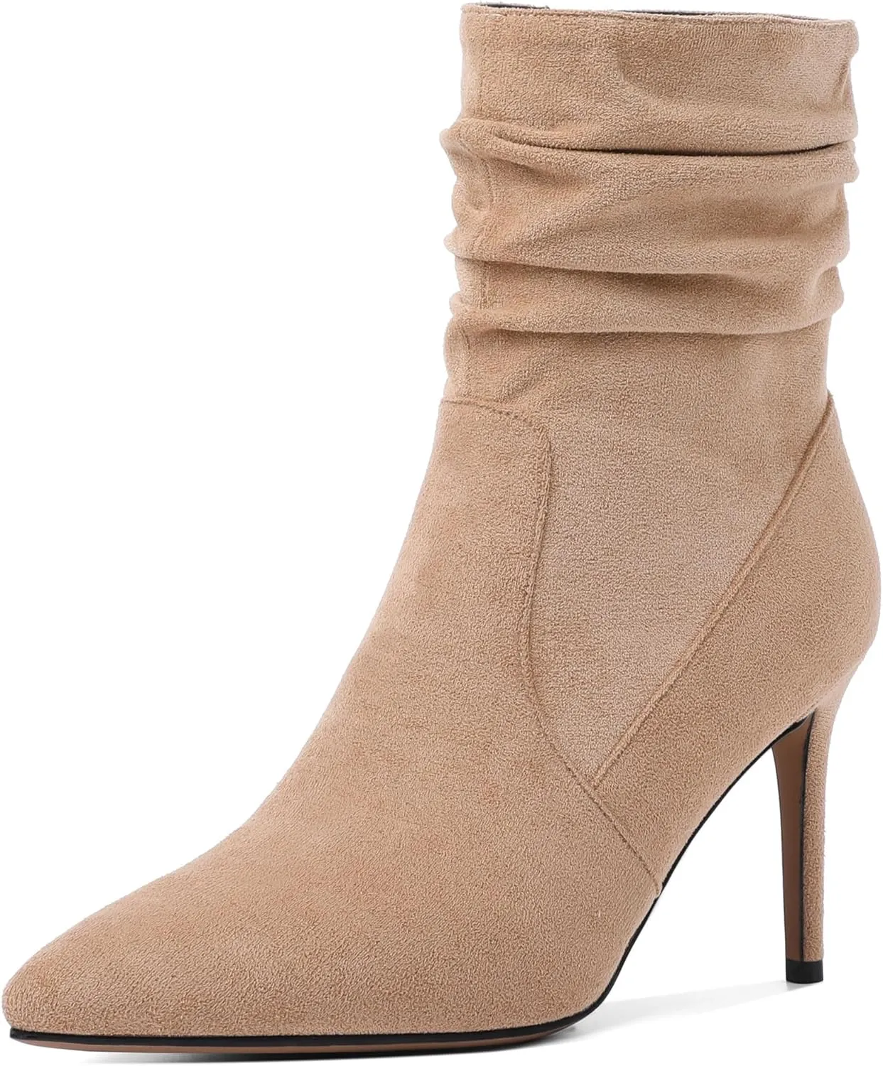 Stiletto High Heel Boots for Women Slouchy Boots Pointed Toe Boots for Work Formal 3.4 Inch Stylish Trendy Ankle Boots