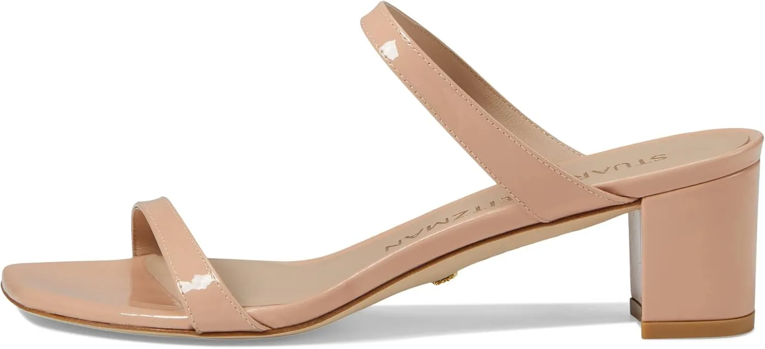 Stuart Weitzman Aleena 50 Block Slide Heels for Women - Leather Upper and Lining, Sleek Straps Design, and Rubber Outsole