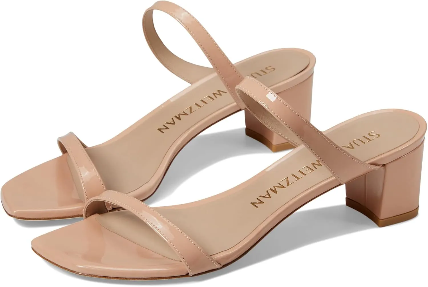 Stuart Weitzman Aleena 50 Block Slide Heels for Women - Leather Upper and Lining, Sleek Straps Design, and Rubber Outsole