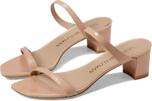 Stuart Weitzman Aleena 50 Block Slide Heels for Women - Leather Upper and Lining, Sleek Straps Design, and Rubber Outsole