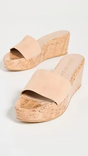 Stuart Weitzman Women's Summer Wedge Sandals, Adobe, Tan, 9.5 Medium US
