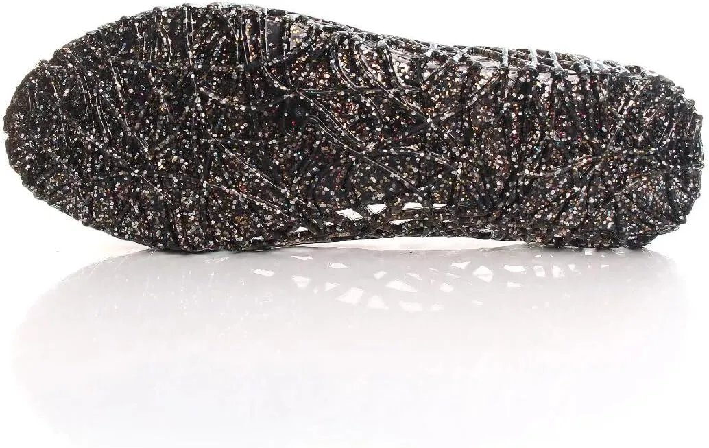 Stunner Women's Beach Jelly Shoes Slip On Crystal Summer Soft Hollow Ballet Flats
