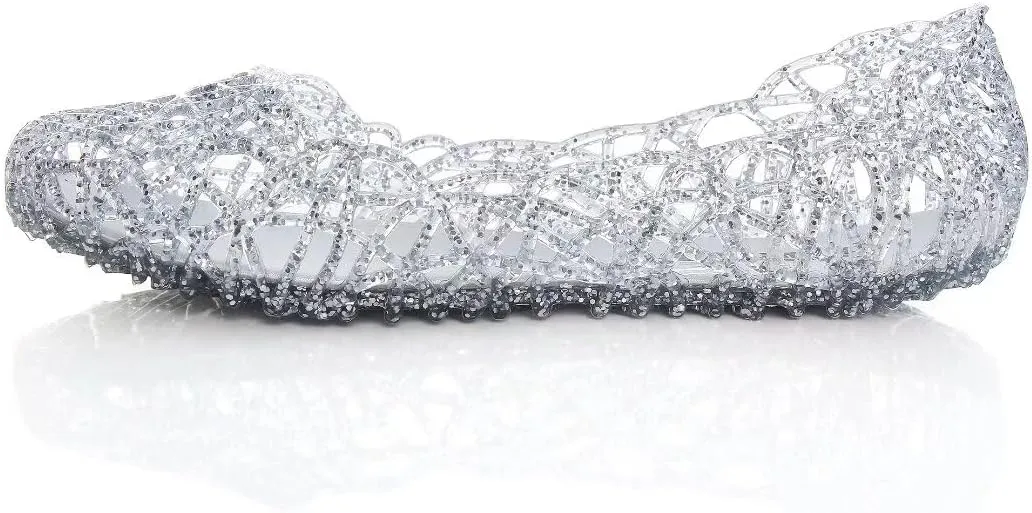 Stunner Women's Beach Jelly Shoes Slip On Crystal Summer Soft Hollow Ballet Flats