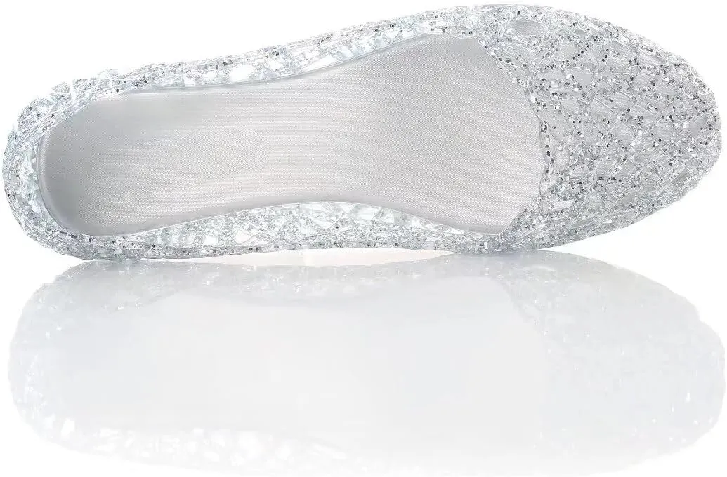 Stunner Women's Beach Jelly Shoes Slip On Crystal Summer Soft Hollow Ballet Flats