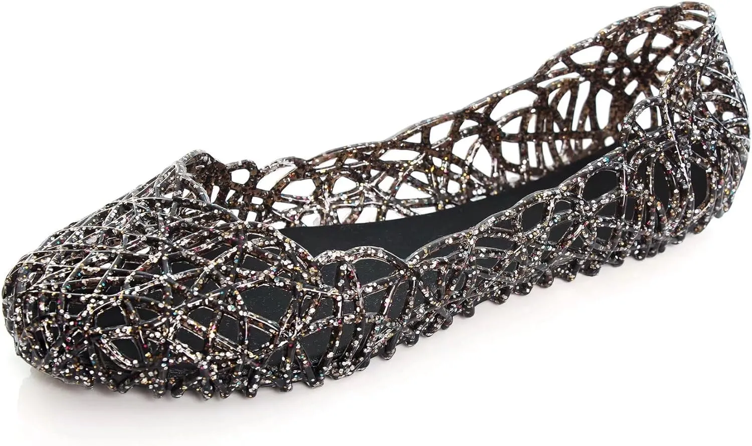 Stunner Women's Beach Jelly Shoes Slip On Crystal Summer Soft Hollow Ballet Flats