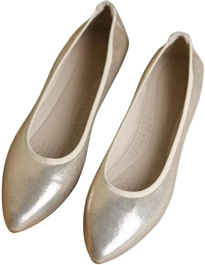 Stunner Womens Foldable Pointed Toe Ballet Flats Rhinestone Loafers Fashion Flats