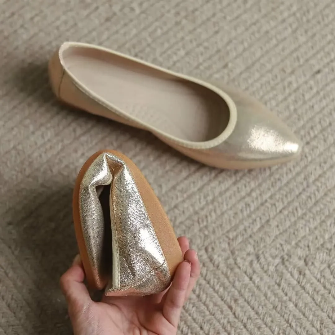 Stunner Womens Foldable Pointed Toe Ballet Flats Rhinestone Loafers Fashion Flats