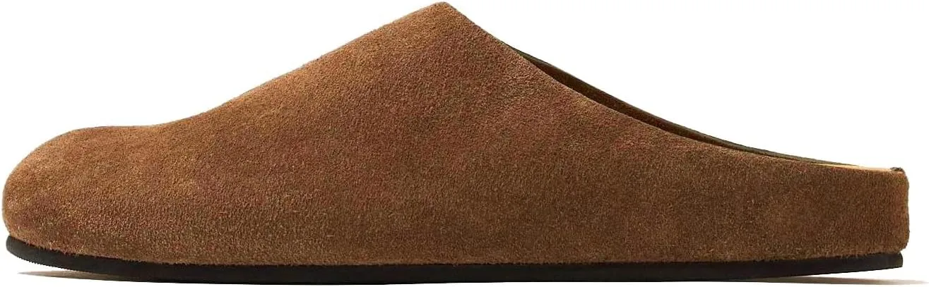 Suede Clogs for Women Soft Cork Footbed Leather Mules Round Toe Casual Slip-on Mule Shoes