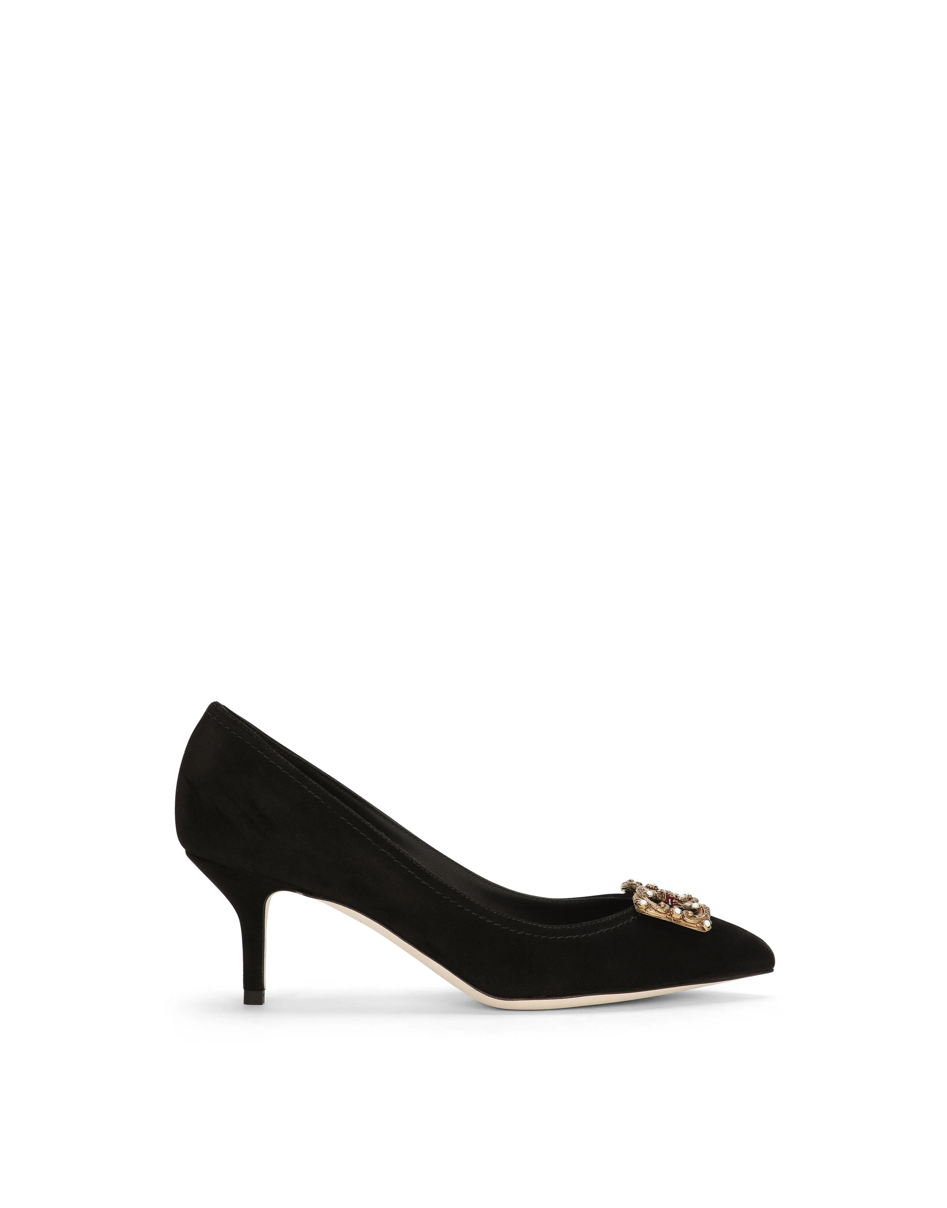 Suede pointed pumps with mid heel