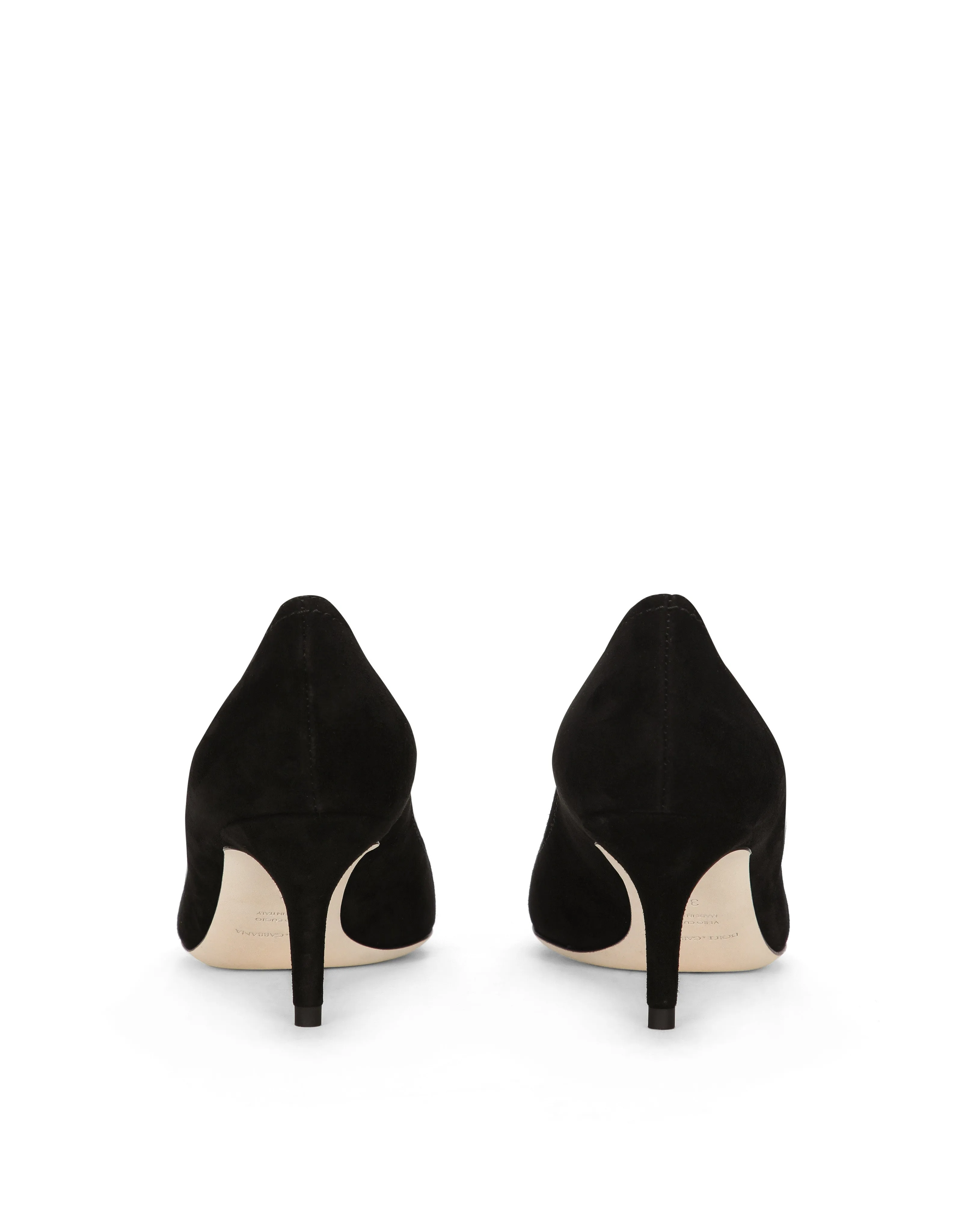 Suede pointed pumps with mid heel