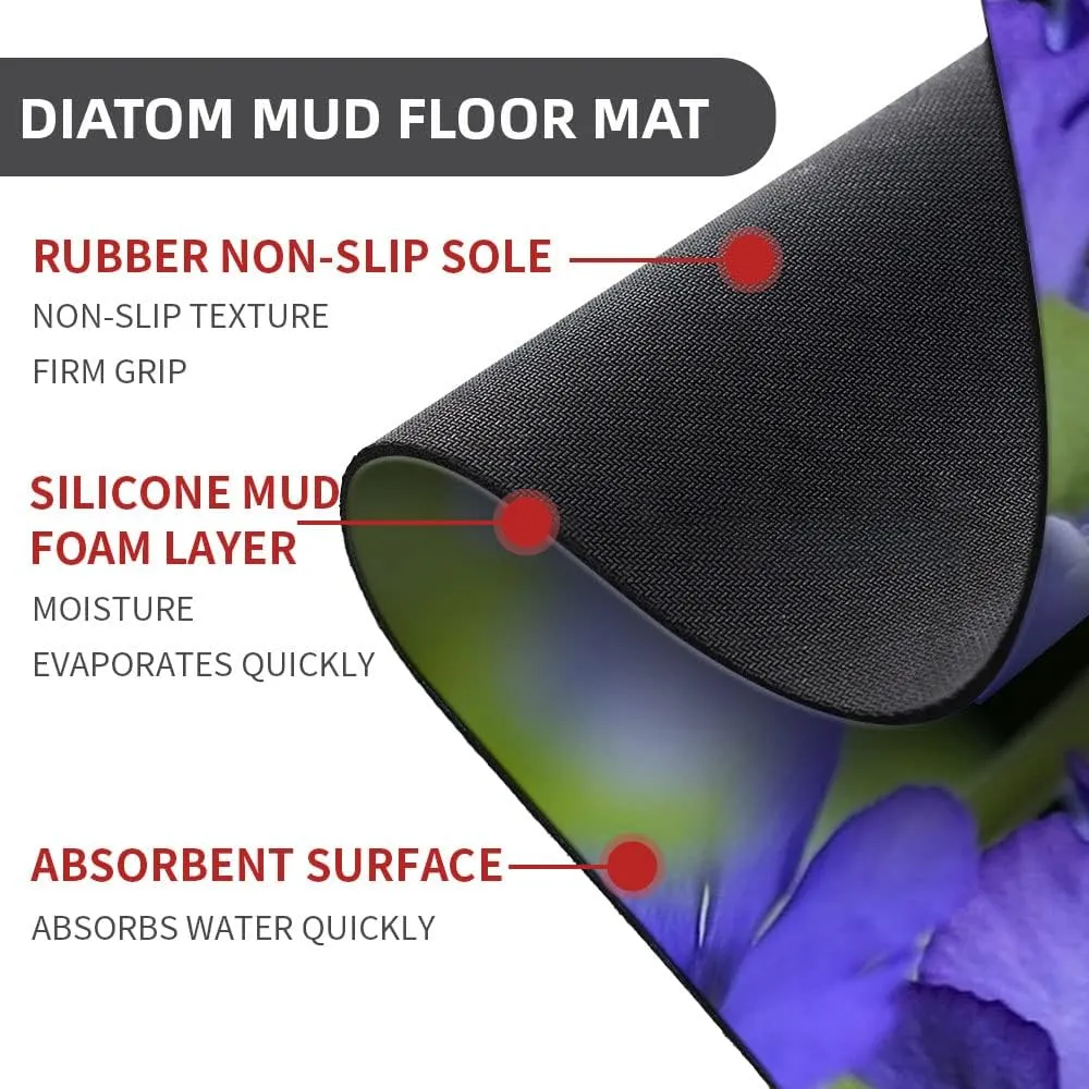 Super Absorbent Diatomaceous Earth Stone Bath Mat,Beautiful Bouquet Quick-Drying Bathroom Carpets,Non Slip Bathtub Floor Mat，Easy to Clean, Simple Kitchen Doormat(Square 43×70cm)