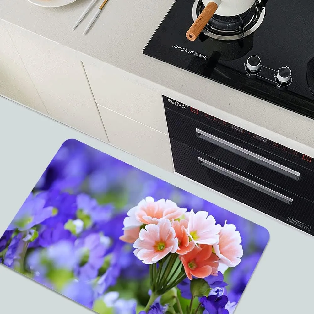Super Absorbent Diatomaceous Earth Stone Bath Mat,Beautiful Bouquet Quick-Drying Bathroom Carpets,Non Slip Bathtub Floor Mat，Easy to Clean, Simple Kitchen Doormat(Square 43×70cm)
