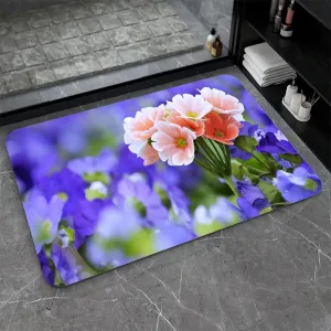 Super Absorbent Diatomaceous Earth Stone Bath Mat,Beautiful Bouquet Quick-Drying Bathroom Carpets,Non Slip Bathtub Floor Mat，Easy to Clean, Simple Kitchen Doormat(Square 43×70cm)