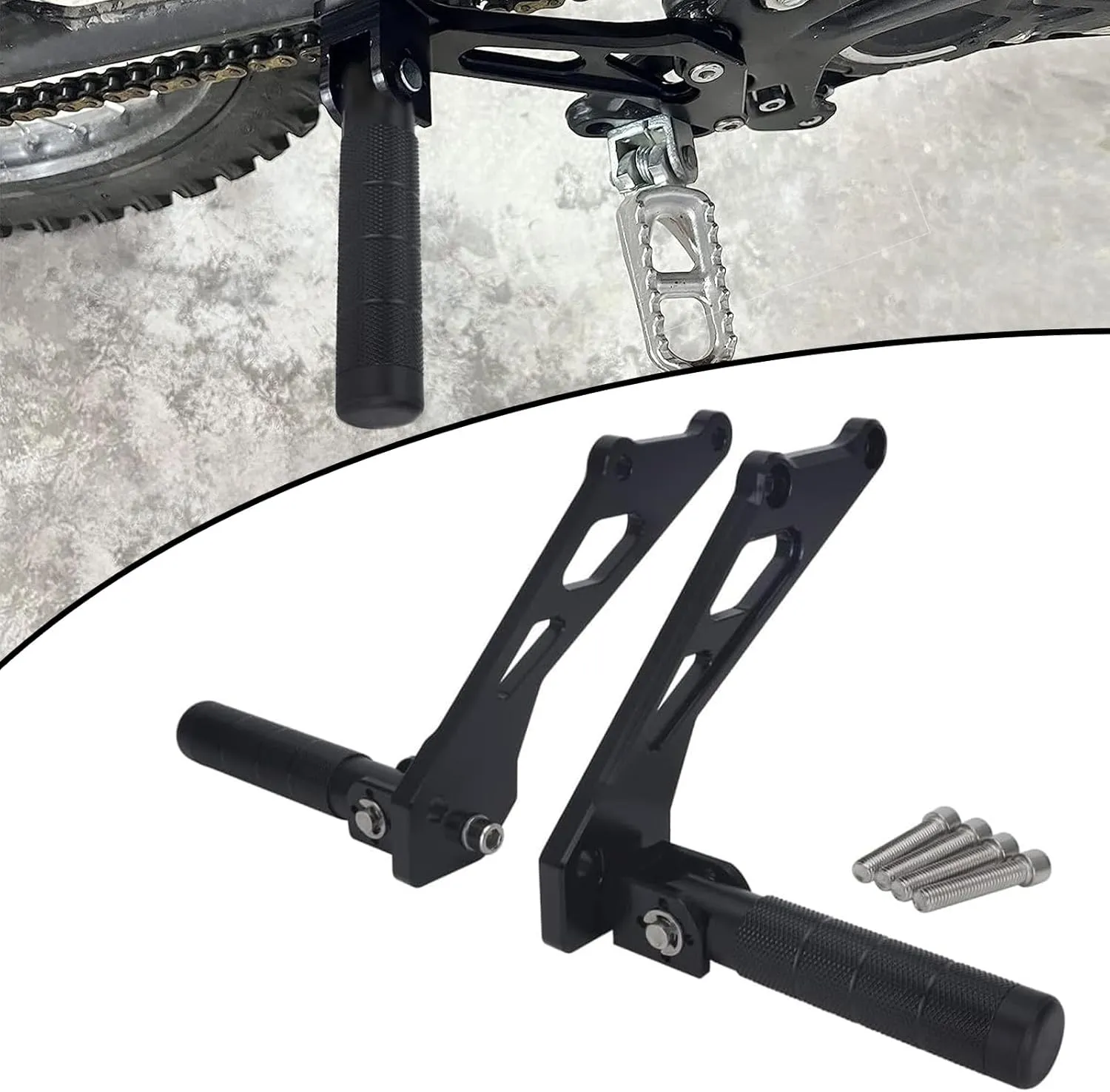 Sur Ron Rear Foot Pegs, CNC Aluminum Pedal Bracket Rest Pedal Footpegs for Sur Ron Light Bee X S/X/L1E Segway X260/ X160 - Black
