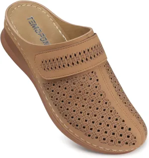 TEMOFON Clogs for Women Mules Shoes: Comfortable Arch Support Closed Toe Sandals Backless Low Wedge Slip on Shoes