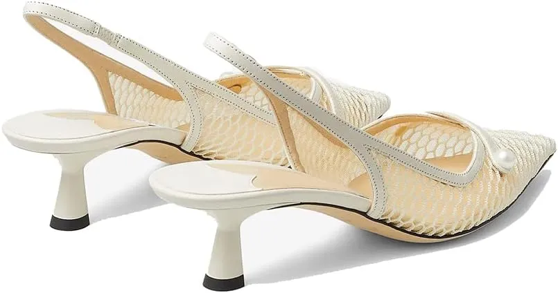 THESHY Women's Slingback Kitten Heel Glitter Pointed Toe Pearl Low Heel Pumps Casual Wedding Shoes for Women Fashion Dress Shoes