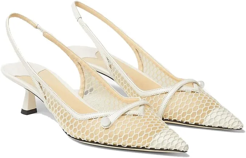 THESHY Women's Slingback Kitten Heel Glitter Pointed Toe Pearl Low Heel Pumps Casual Wedding Shoes for Women Fashion Dress Shoes