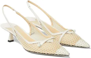 THESHY Women's Slingback Kitten Heel Glitter Pointed Toe Pearl Low Heel Pumps Casual Wedding Shoes for Women Fashion Dress Shoes