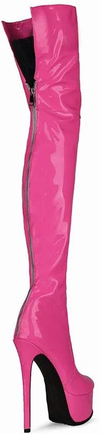 Thigh High Boots Women‘s Over The Knee Boots Fashion Sexy Platform Stiletto High Heels Patent Leather Rounded Toe Zipper Unisex Lug Sole Party Cosplay Boots
