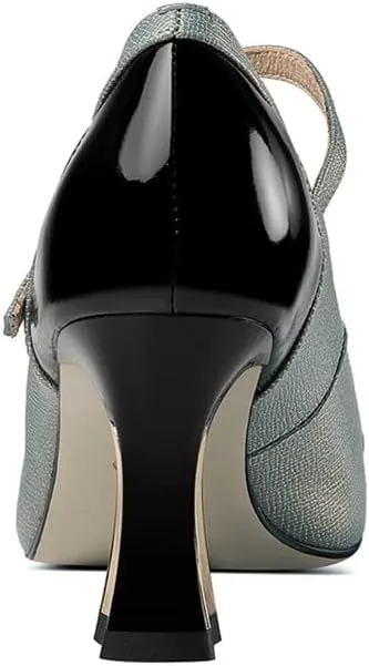 TinaCus Women's Genuine Leather Pointed Toe Handmade Buckle Belt Mid Heels Trendy Pumps Shoes