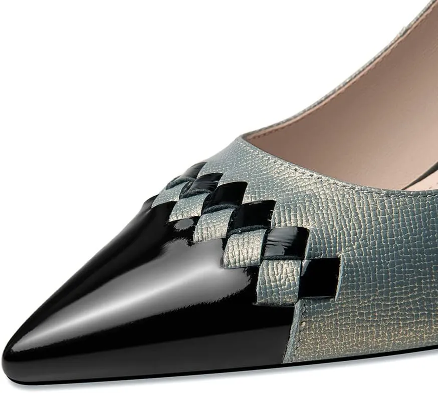 TinaCus Women's Genuine Leather Pointed Toe Handmade Buckle Belt Mid Heels Trendy Pumps Shoes