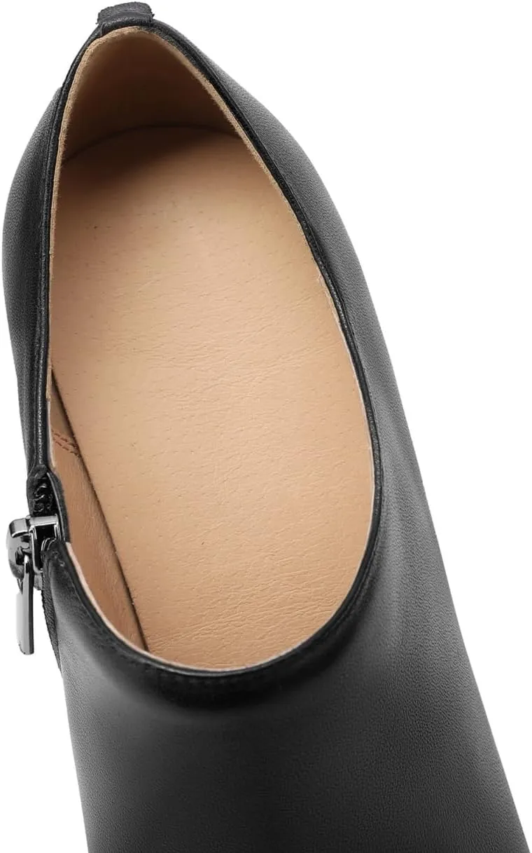 TinaCus Women's Pointed Toe Handmade Platform Stiletto High Heels Genuine Leather Zip Up Pumps Shoes