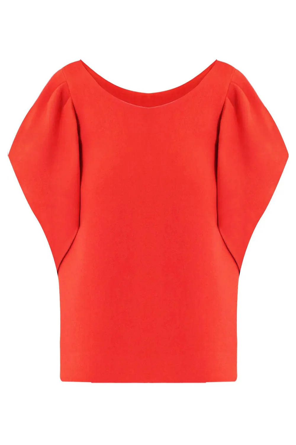 TISSUE CROP TOP WITH PUFF SLEEVE RED