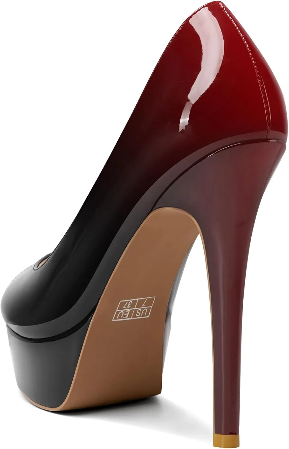 TNYNFBEB Womens Stiletto High Platform Heel Peep Open Toe Pumps Slip-on Prom Wedding Dress Patent Leather 4.7 Inches Heels