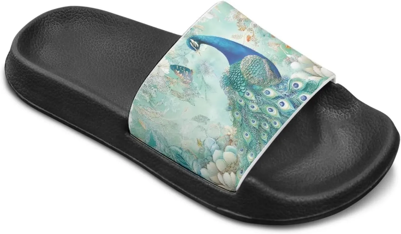 Toddler Beach Slides Open Toe Slide Sandals Soft Molded EVA Footbed Slippers Arch Support Slip On Footwear