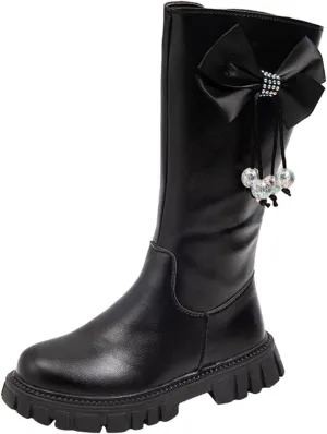 Toddler Moon Leather Boots For Girls Mid Length Slip On Snowboots Childrens Winter Soft Bottom Leather Fashion Boots