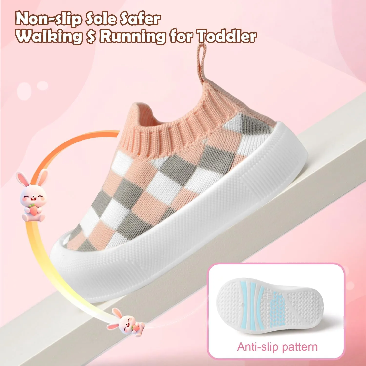 Toddler Shoes Baby Girl Boy Soft Breathable Mesh Wide Toe Box Lightweight Non-Slip Slip On First Walking Shoes