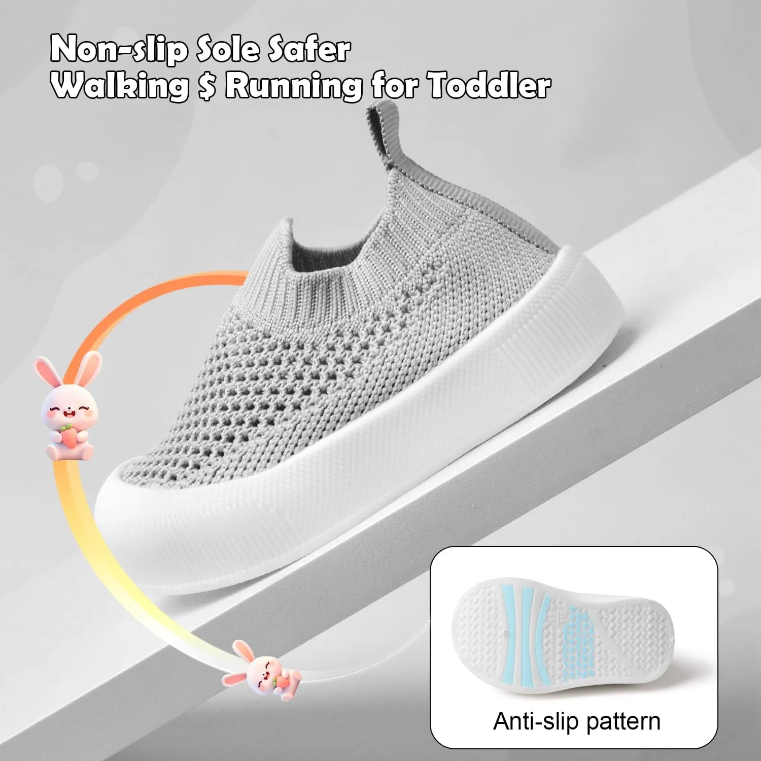 Toddler Shoes Baby Girl Boy Soft Breathable Mesh Wide Toe Box Lightweight Non-Slip Slip On First Walking Shoes