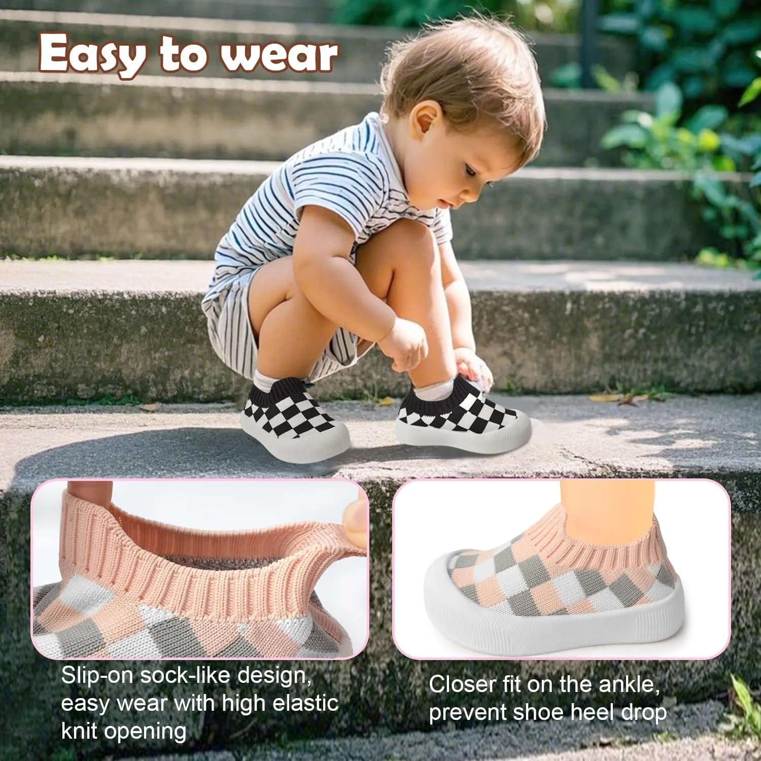 Toddler Shoes Baby Girl Boy Soft Breathable Mesh Wide Toe Box Lightweight Non-Slip Slip On First Walking Shoes