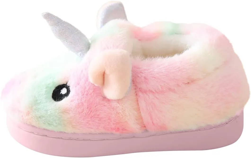 Toddler Slippers Girls Soft Plush House Shoes with Non-Slip Sole Cute Cozy Little Kids Indoor Slippers
