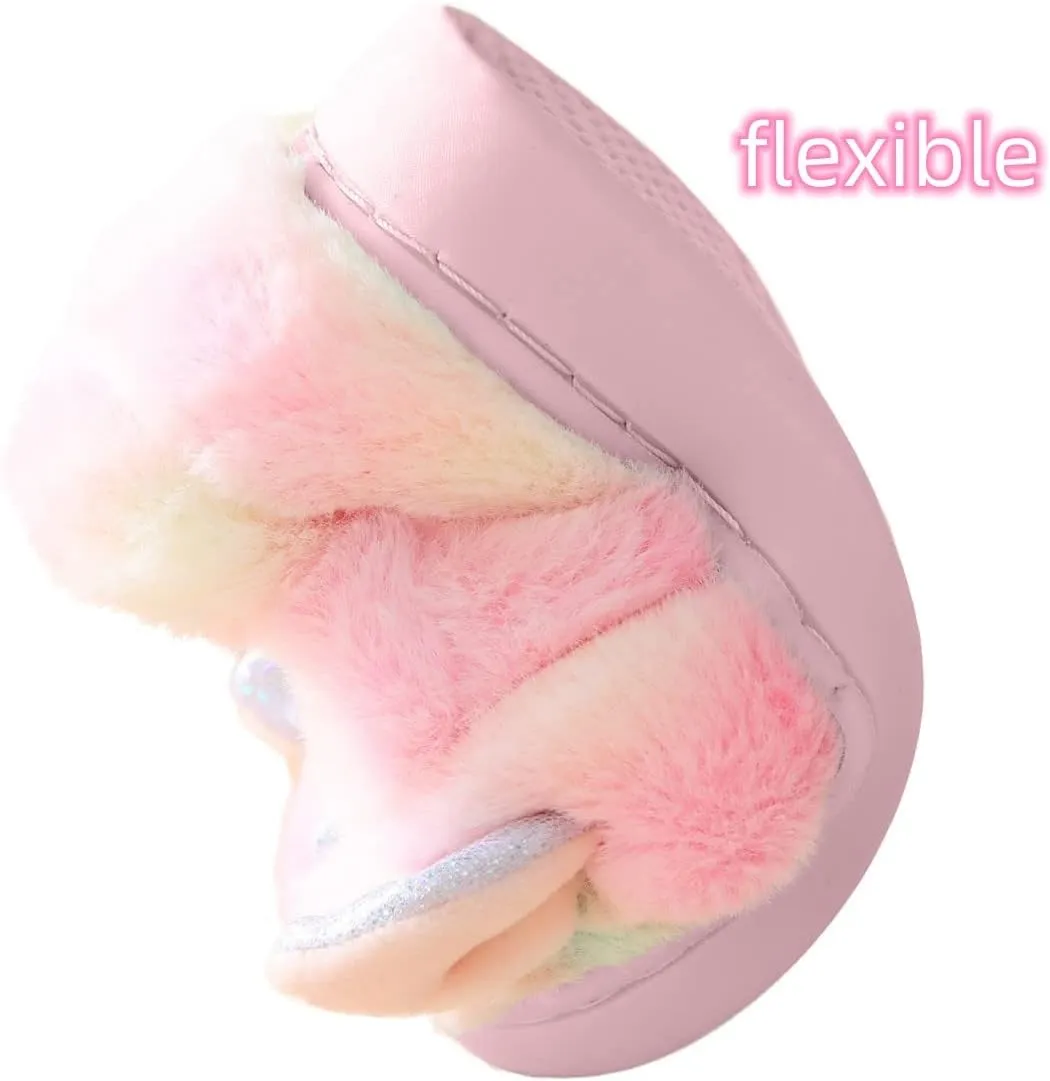 Toddler Slippers Girls Soft Plush House Shoes with Non-Slip Sole Cute Cozy Little Kids Indoor Slippers