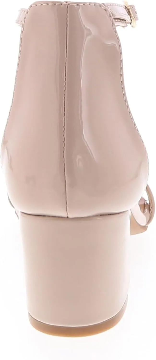 TOP Moda Darcie-1 Ankle Strap Dressy High Heel Sandal, Non-slip Sole, For Wedding, Party, Prom, Evening Wear, or Any Occasion, Sleek Style Block Heel Sandals