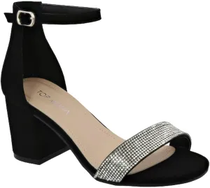 TOP Moda Diamond-1 Ankle Strap Dressy High Heel Sandal, Non-slip Sole, For Wedding, Party, Prom, Evening Wear, or Any Occasion, Sleek Style Block Heel Sandals