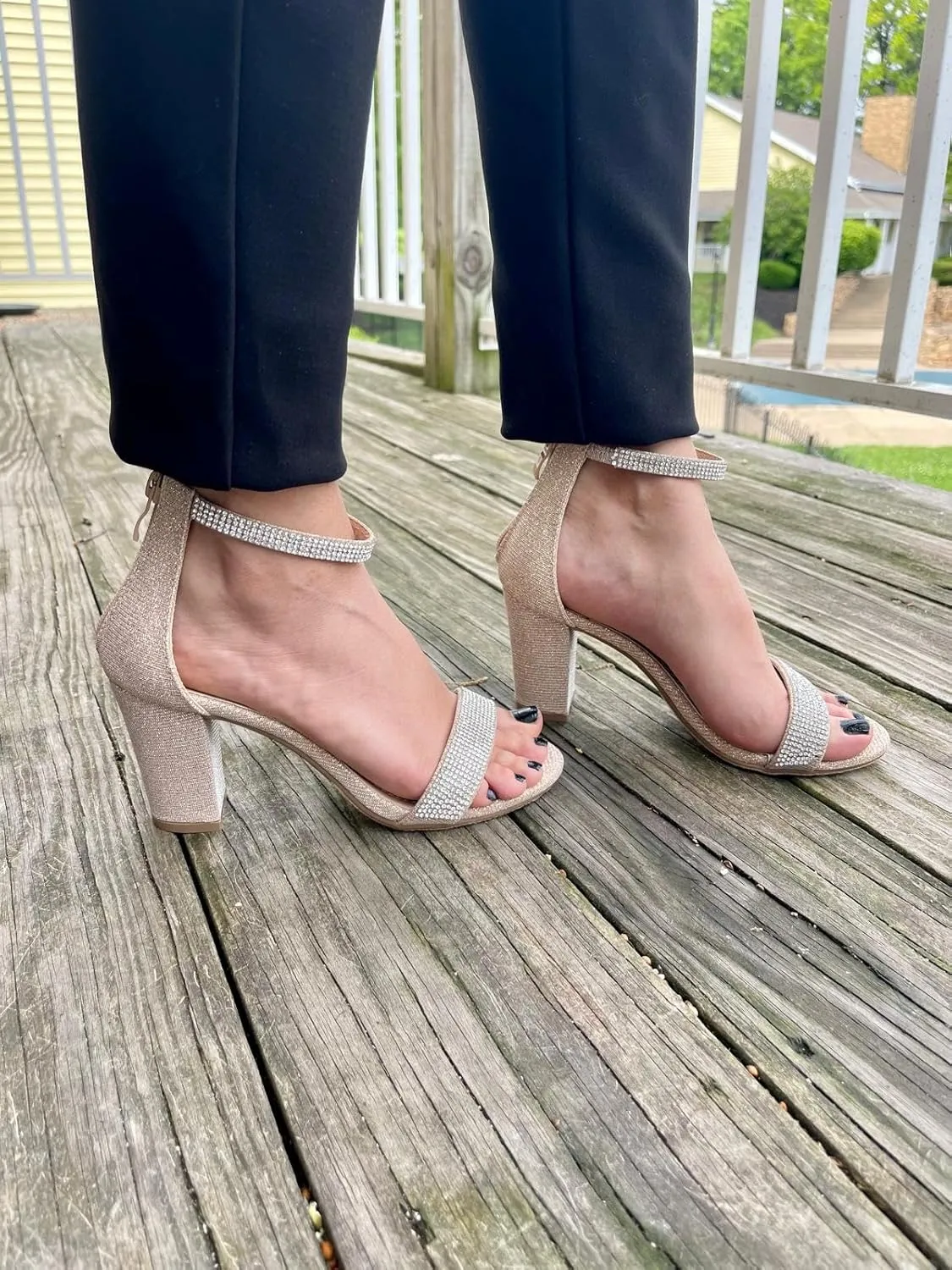 TOP Moda Gallery-45 Ankle Strap Dressy High Heel Sandal, Non-slip Sole, For Wedding, Party, Prom, Evening Wear, or Any Occasion, Sleek Style Block Heel Sandals