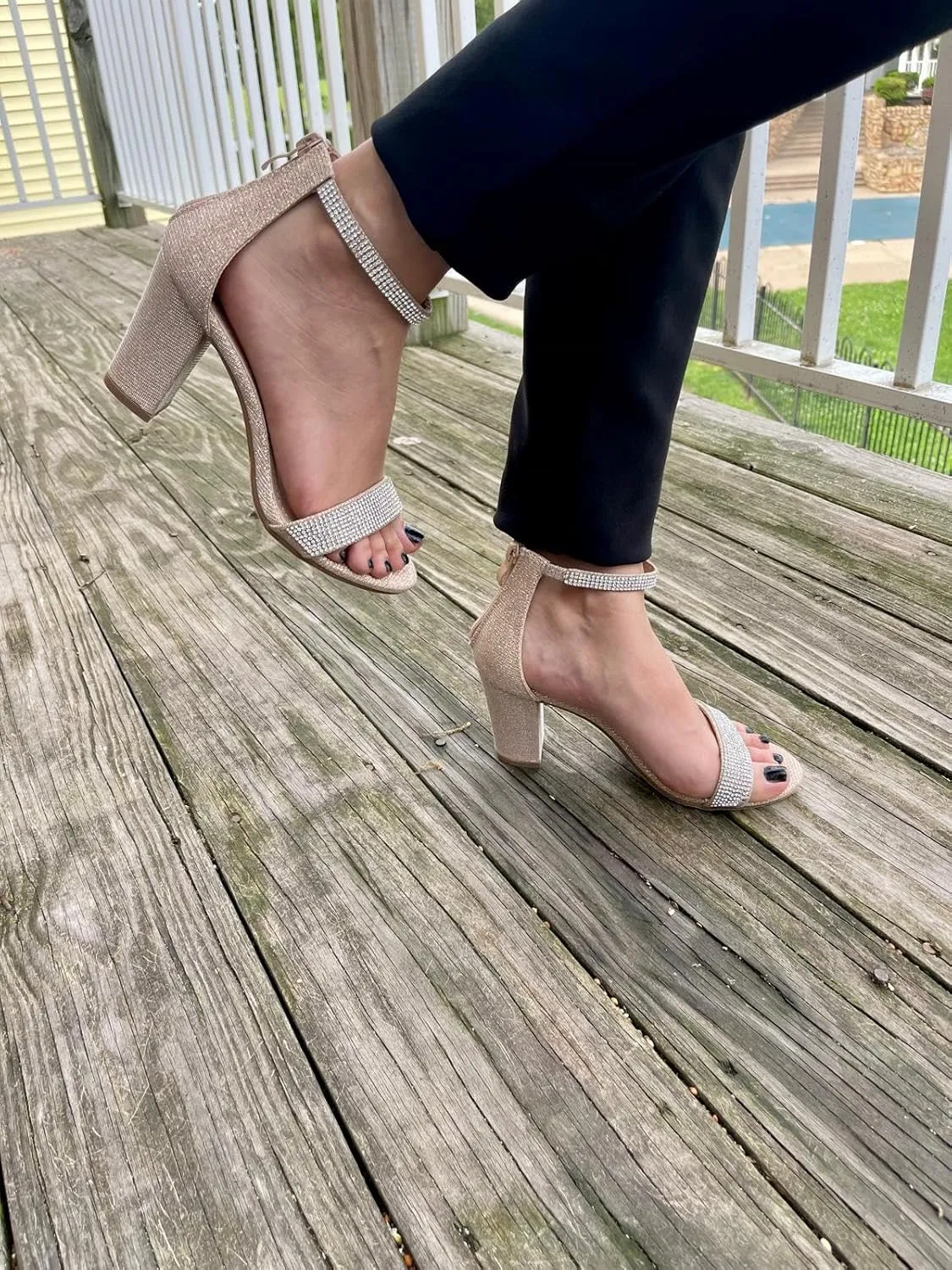 TOP Moda Gallery-45 Ankle Strap Dressy High Heel Sandal, Non-slip Sole, For Wedding, Party, Prom, Evening Wear, or Any Occasion, Sleek Style Block Heel Sandals