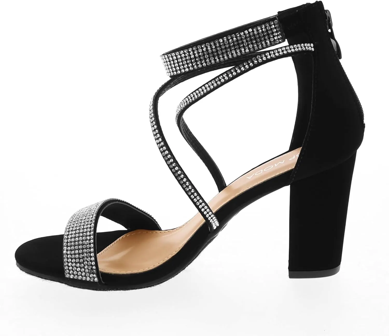 TOP Moda Rosa-66 Ankle Strap Dressy High Heel Sandal, Non-slip Sole, For Wedding, Party, Prom, Evening Wear, or Any Occasion, Sleek Style Block Heel Sandals