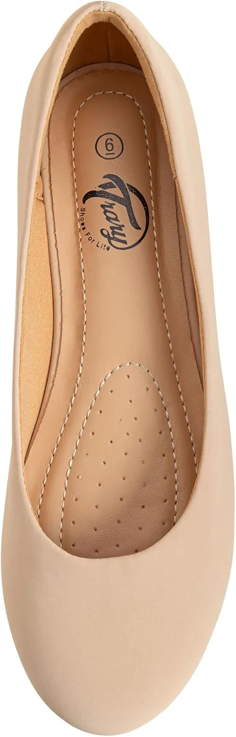 Trary Women's Round Toe Flats Shoes Comfortable Slip on Shoes Casual Dress Shoes