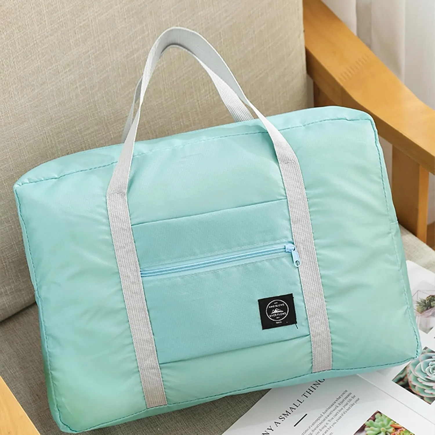 Travel Bag 12 Packes Carry on Luggage Foldable Duffel Bag Sports Gym Bag Weekender Overnight Bag Water Resistant Nylon Travel Duffel for Men Women (Green 12PCS)