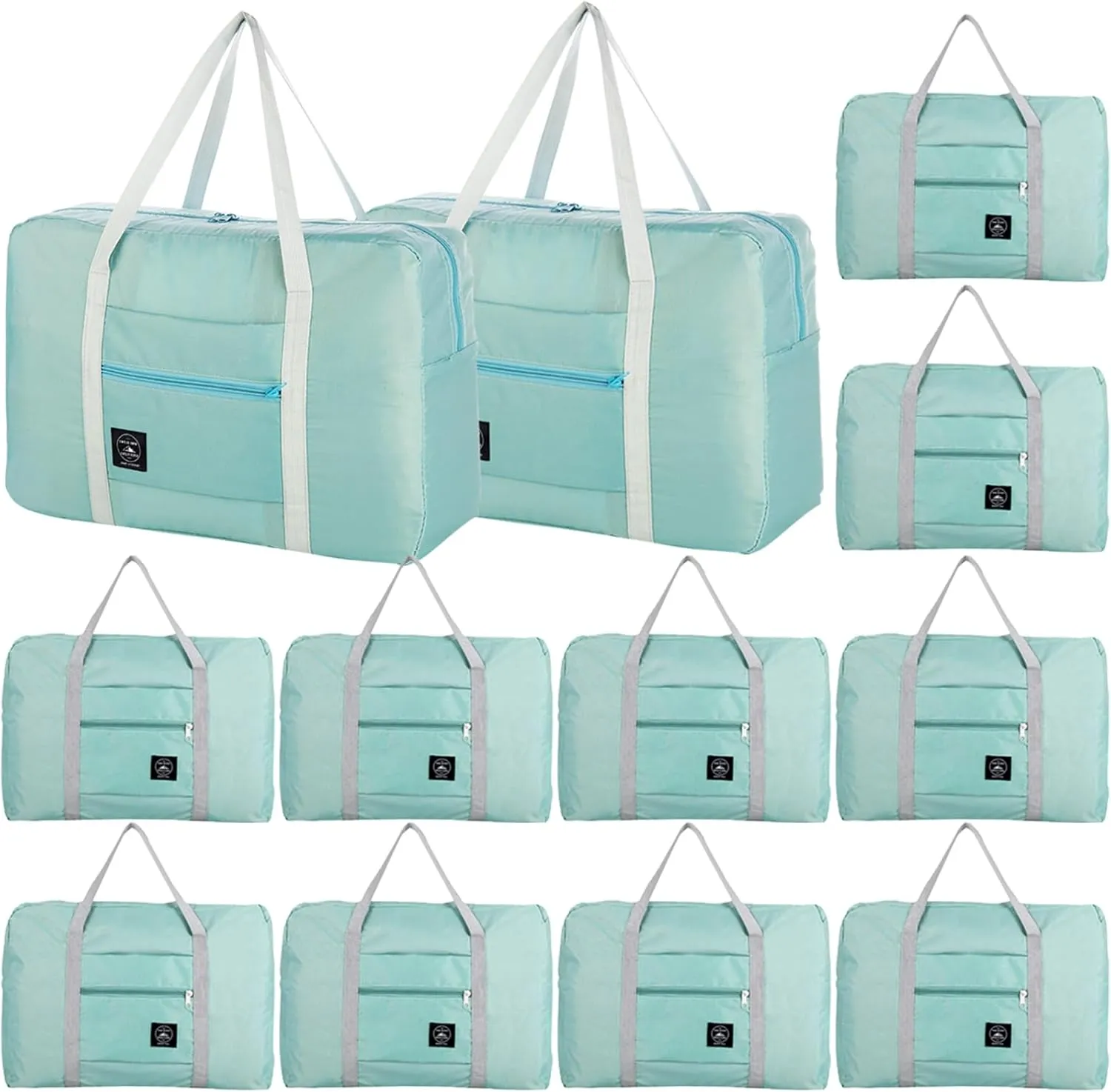 Travel Bag 12 Packes Carry on Luggage Foldable Duffel Bag Sports Gym Bag Weekender Overnight Bag Water Resistant Nylon Travel Duffel for Men Women (Green 12PCS)