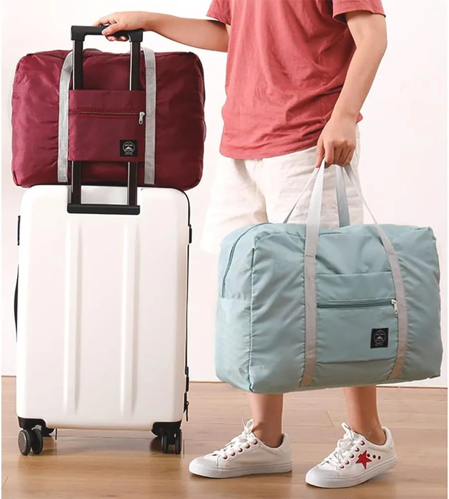 Travel Bag 12 Packes Carry on Luggage Foldable Duffel Bag Sports Gym Bag Weekender Overnight Bag Water Resistant Nylon Travel Duffel for Men Women (Green 12PCS)