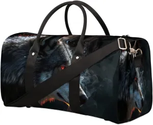 Travel Duffle Bag Mythical Wolf Smoke Foldable Travel Bags for Men Women, 17 Inch Gym Bag Workout Bag Carry on Weekender Overnight Bag for Gym Travel